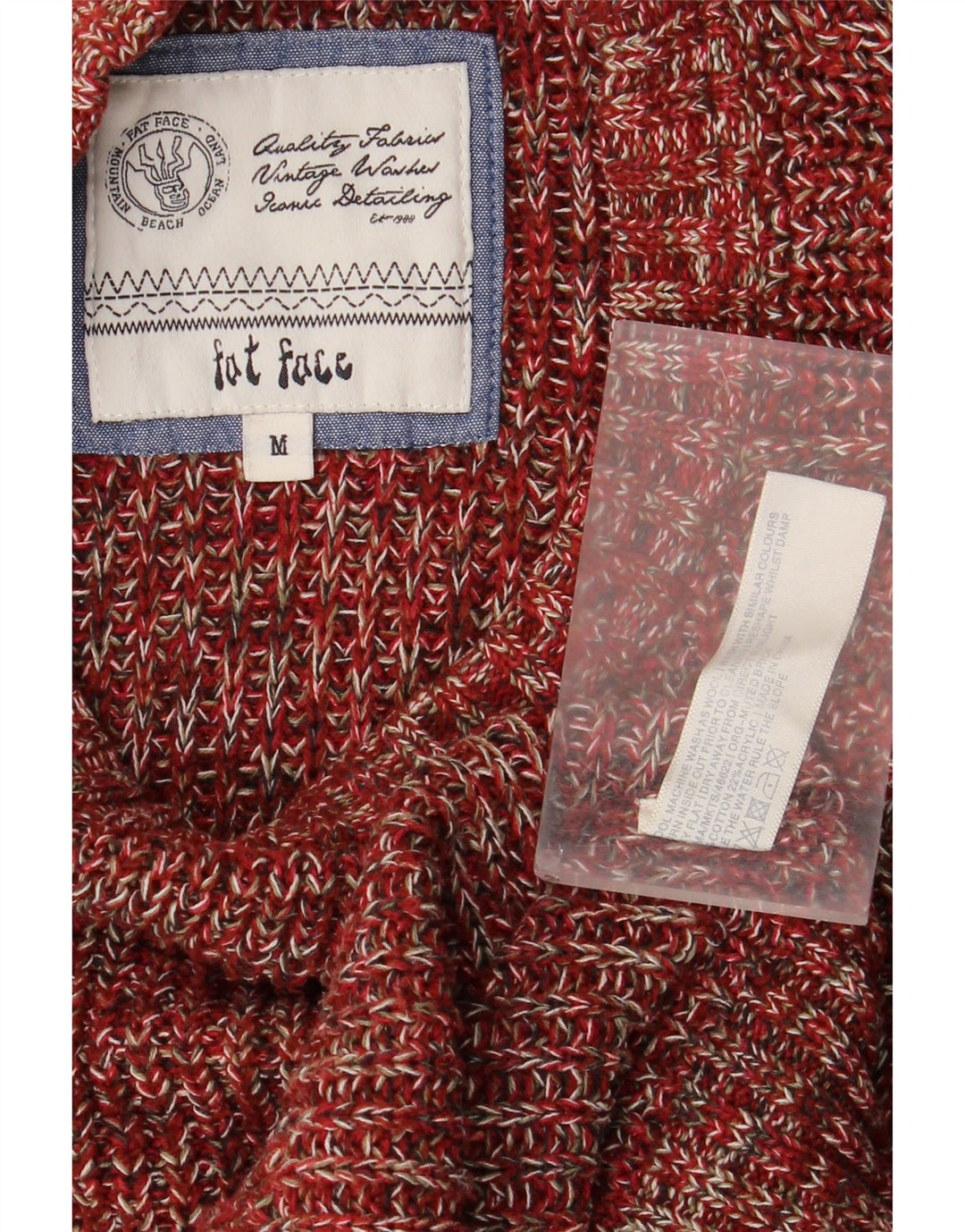 Fat Face Herren-Pullover mit Rundhalsausschnitt, mittelgroß, burgunderrot meliert, Baumwolle