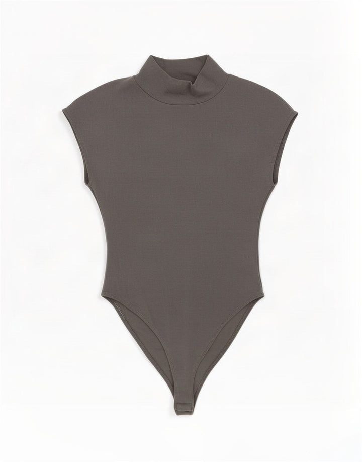 Ärmelloser Damen-Body von Zara UK 12 aus mittelgrauer Baumwolle
