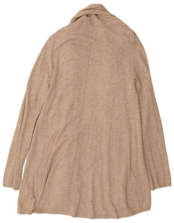 Zara Damen Longline Open Cardigan Pullover UK 16 Large Beige Viskose