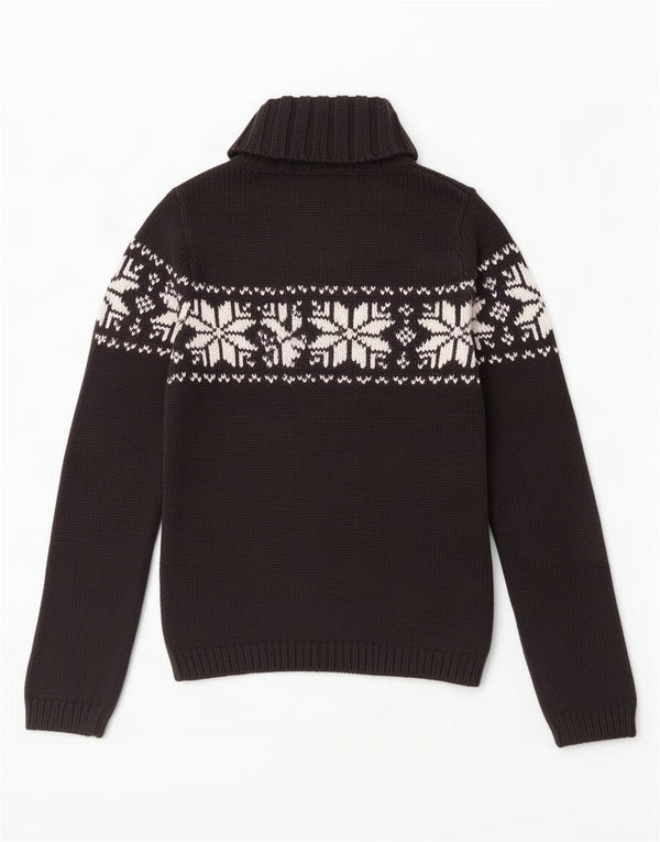 S.Oliver Damen-Pullover mit Rollkragen, Gr. 10, Größe S, Schwarz, Fair-Isle-Baumwolle