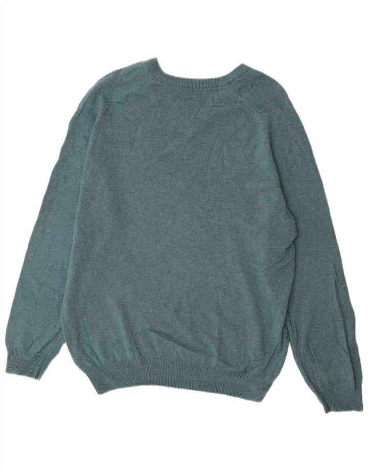 Marks & Spencer Herren Blue Harbor V-Ausschnitt Pullover Pullover Large Grün