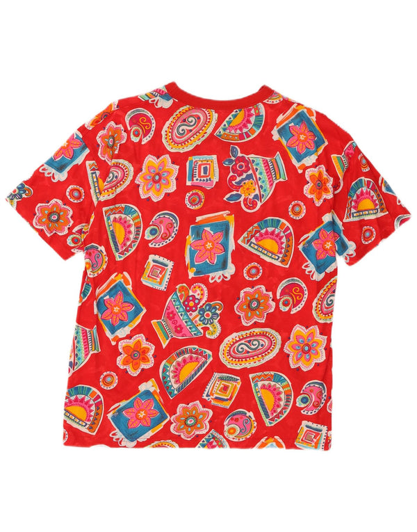 Benetton Mädchen-T-Shirt mit Grafik, 13–14 Jahre, XL, rotes Blumenmuster, Baumwolle