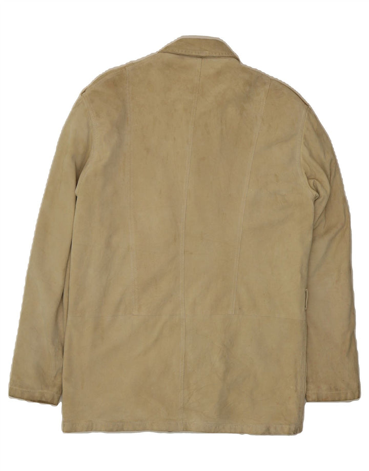 VINTAGE Mens Military Suede Jacket IT 48 Medium Beige Vintage Vintage and Second-Hand Vintage from Messina Hembry 