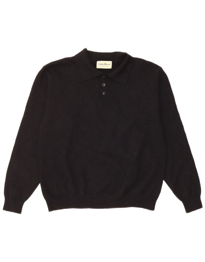 Eddie Bauer Herren-Pullover mit Polokragen, mittelschwarze Wolle