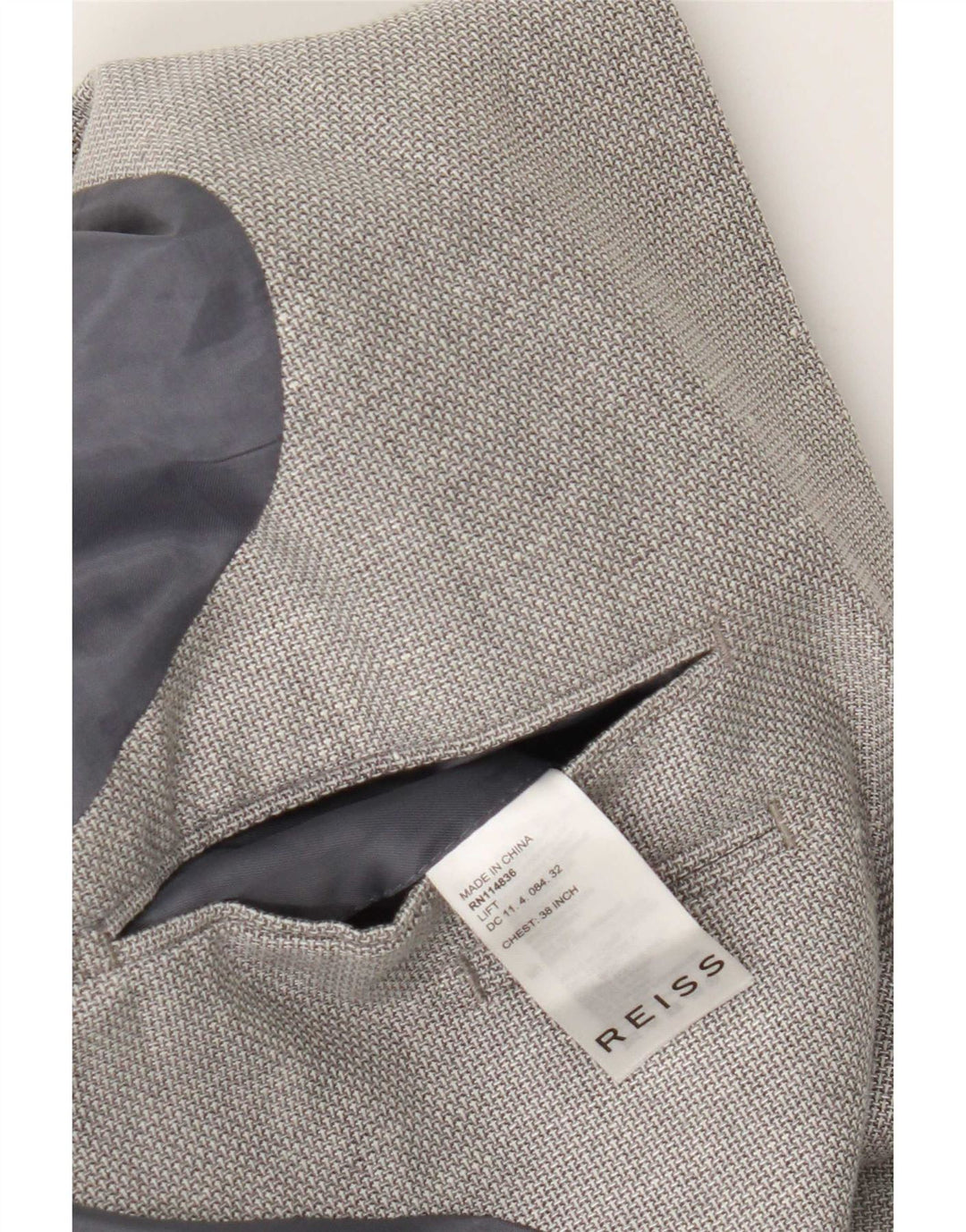 Reiss Herren-Blazer mit 2 Knöpfen, UK 38, mittelgraue Wolle