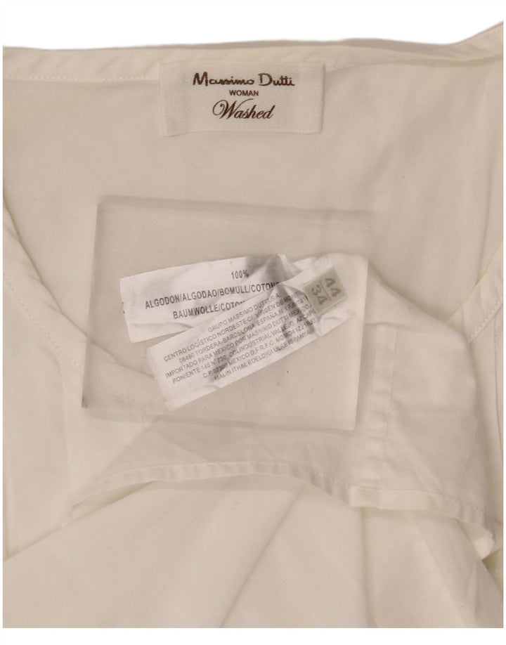 Massimo Dutti Damen-Zweireiher-Blusenoberteil EU 34 2XS Off White Cotton
