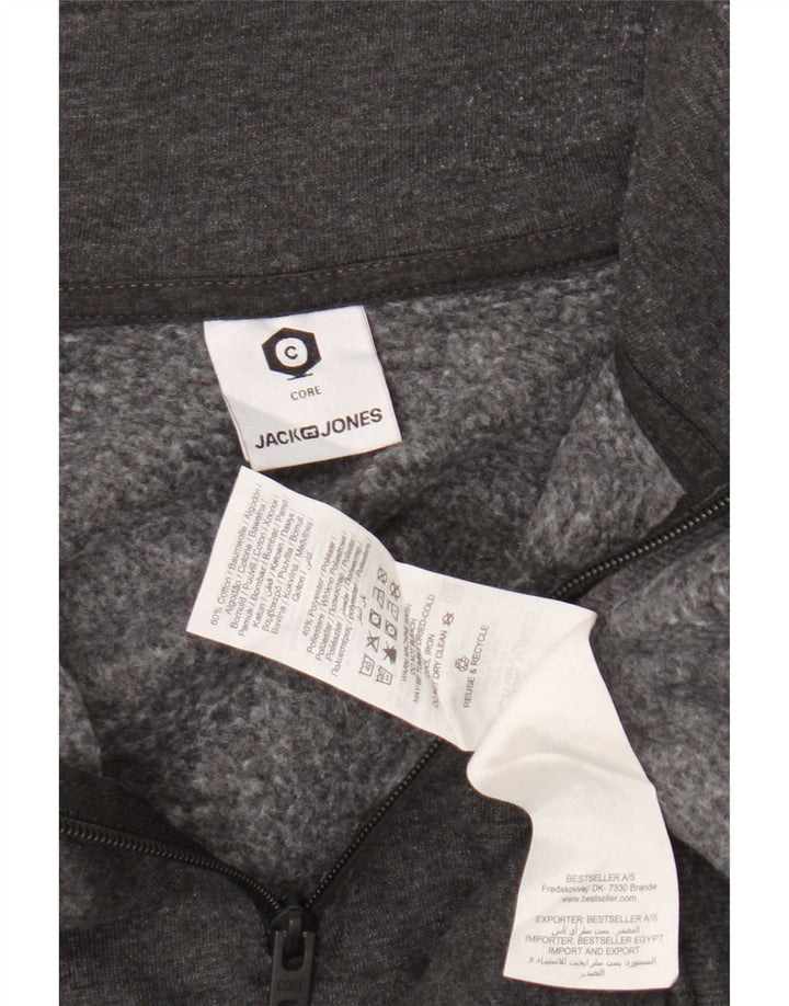 Jack & Jones Herren Core Zip Neck Sweatshirt Pullover Mittelgrau Farbblock
