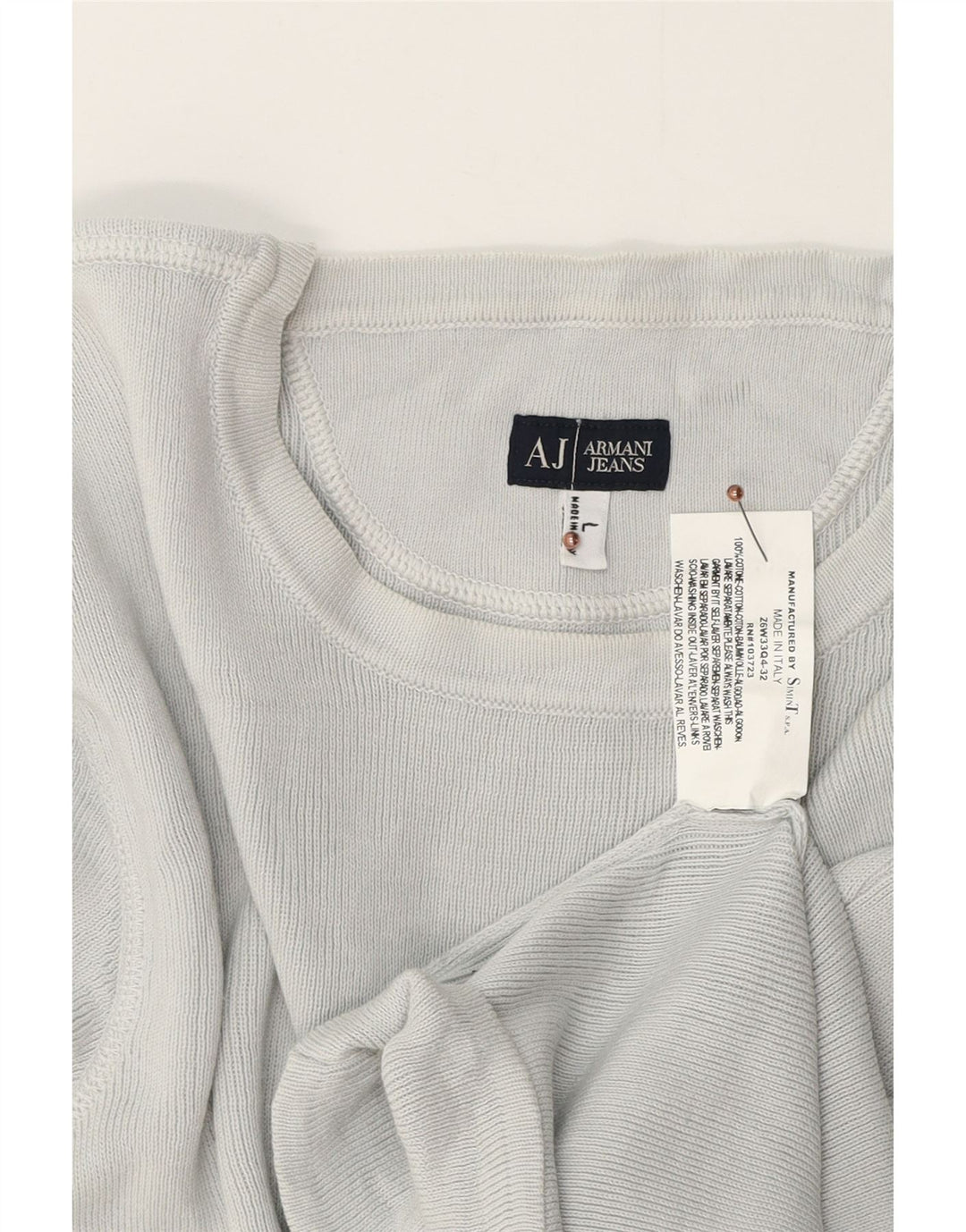 Armani Jeans Herren-Oberteil, langärmelig, groß, graue Baumwolle
