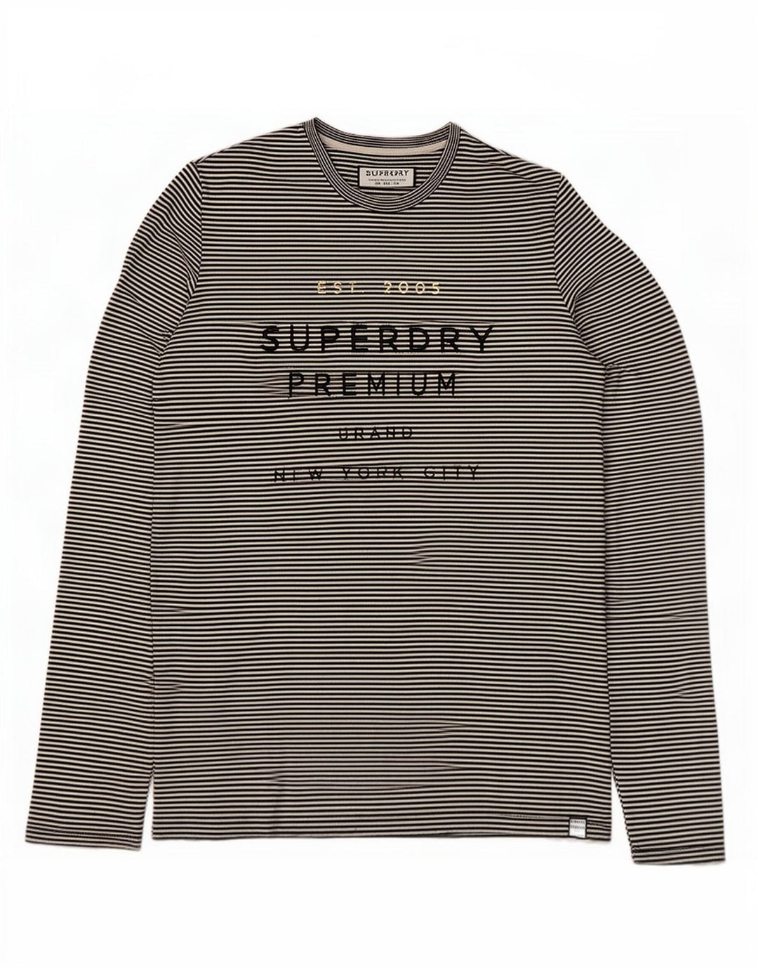Superdry Damen Graphic Top Langarm UK 12 Medium Schwarz gestreift