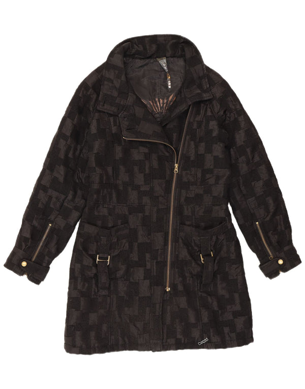 Desigual Damen-Windbreaker-Mantel, EU 40, mittelschwarz, geometrisch