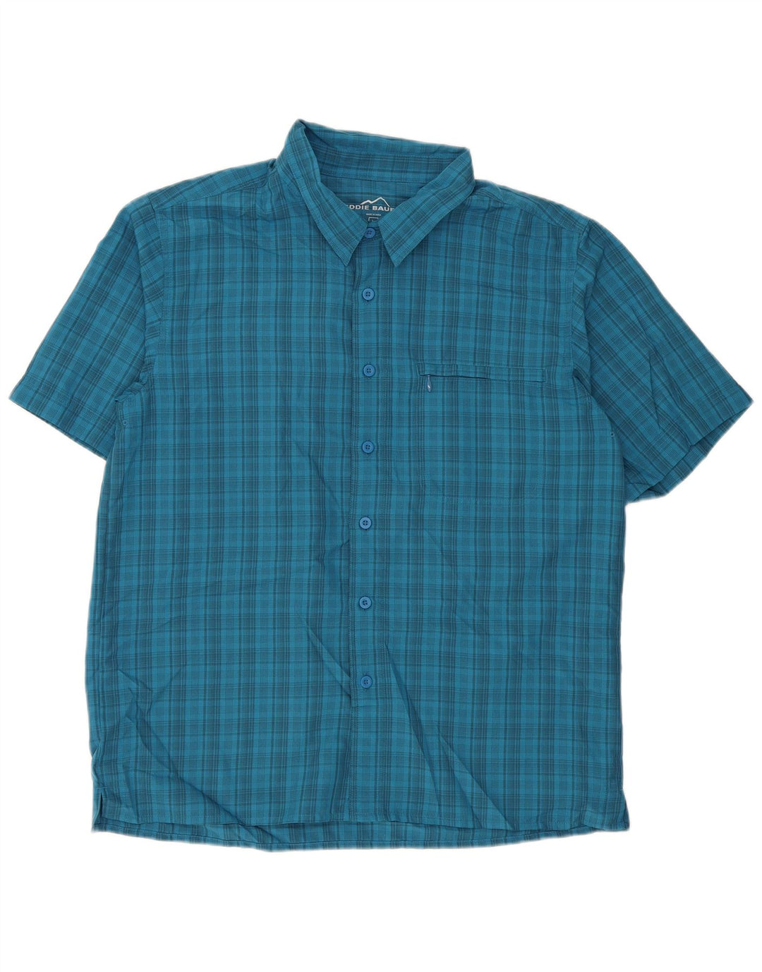 Eddie Bauer Herren-Kurzarmhemd, groß, blau kariert, Polyester