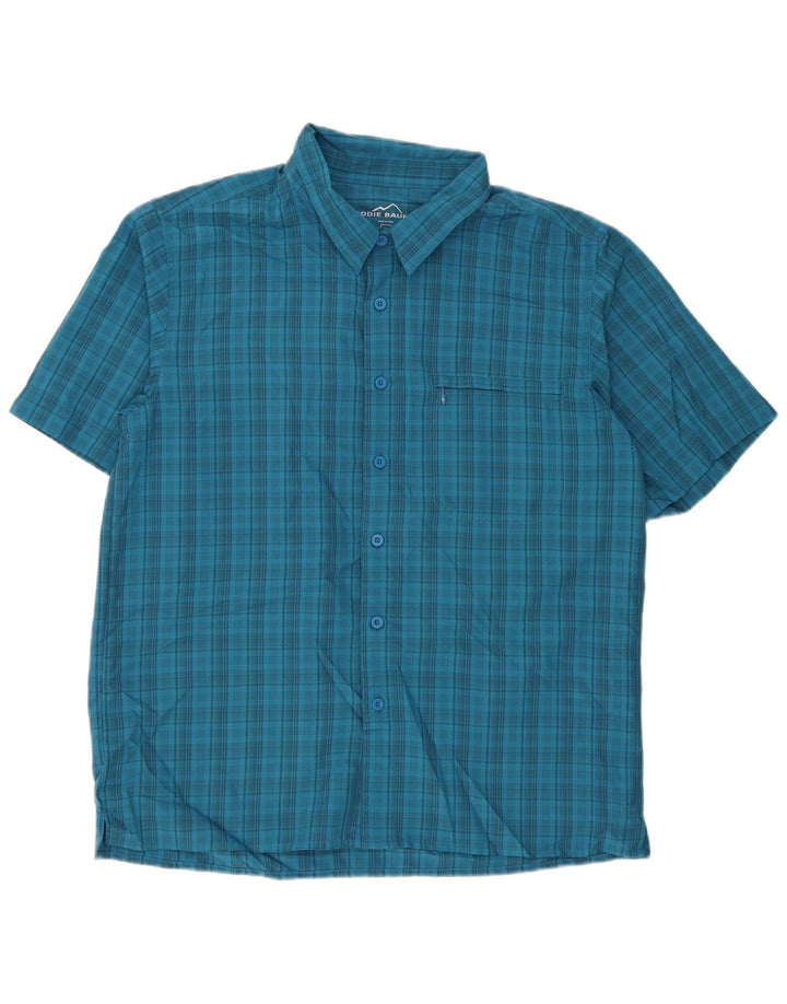 Eddie Bauer Herren-Kurzarmhemd, groß, blau kariert, Polyester