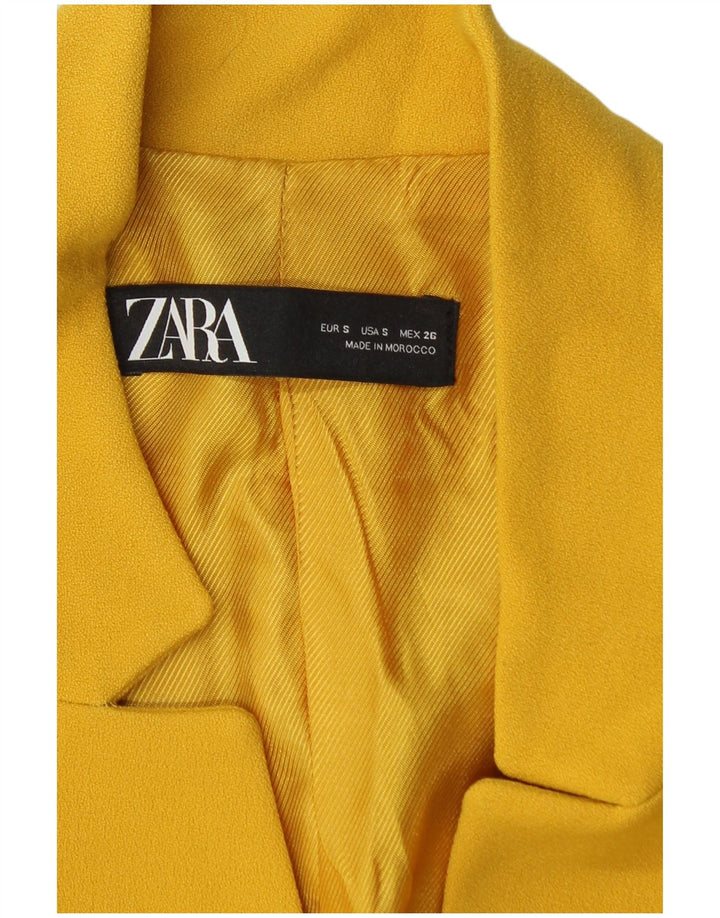 ZARA Damen offene Blazerjacke UK 10 Small Gelb