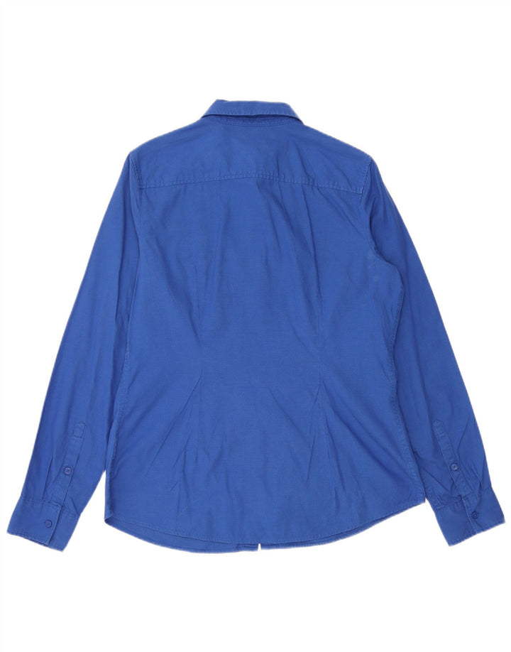 Tommy Hilfiger Damen-Hemd mit klassischer Passform, UK 14, mittelblaue Baumwolle