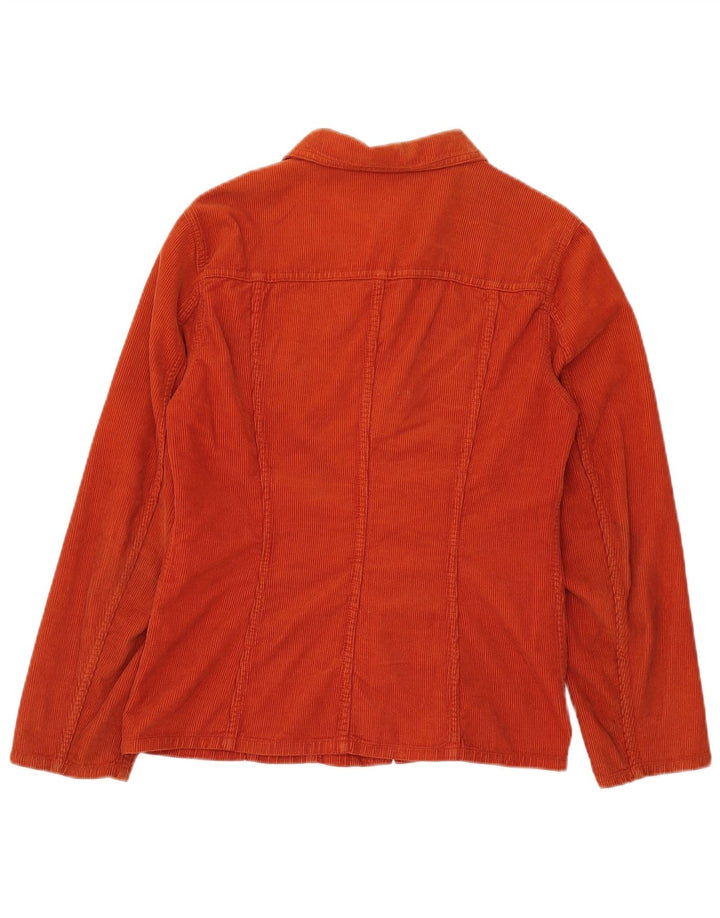 Benetton Damen Cordhemd UK 14 Mittelorange Baumwolle