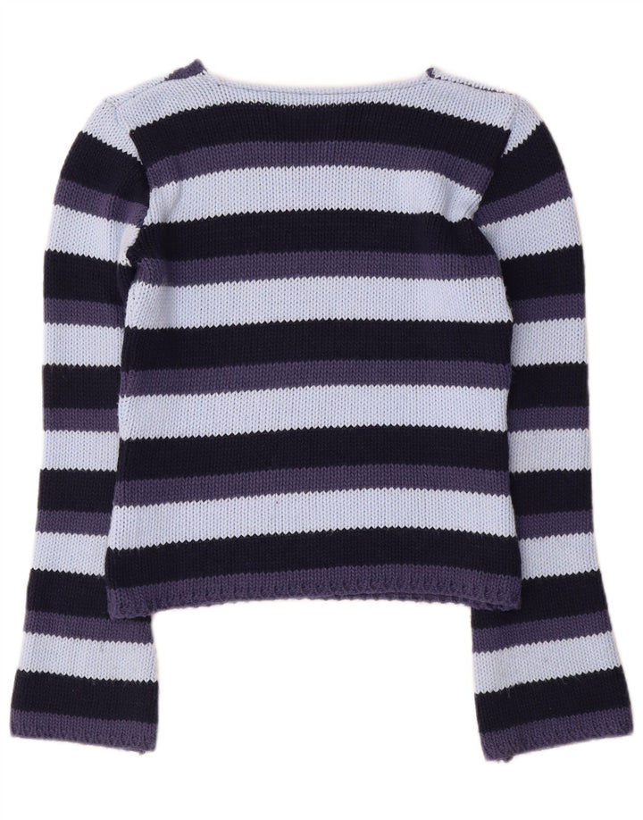 Vintage Damen V-Ausschnitt Pullover Pullover UK 12 Medium Bunt gestreift