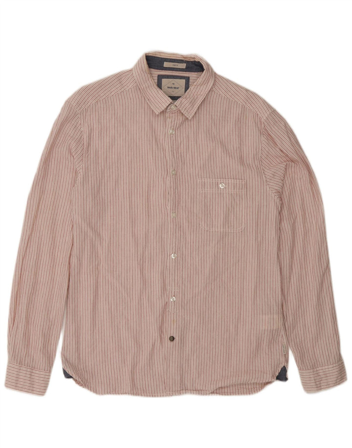 White Stuff Slim-Fit-Hemd für Herren aus mittelrosa gestreifter Baumwolle