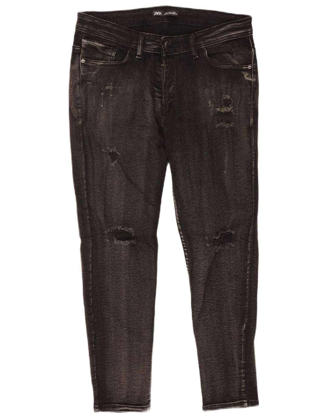 Zara Herren Distressed Skinny Jeans W36 L25 Schwarze Baumwolle