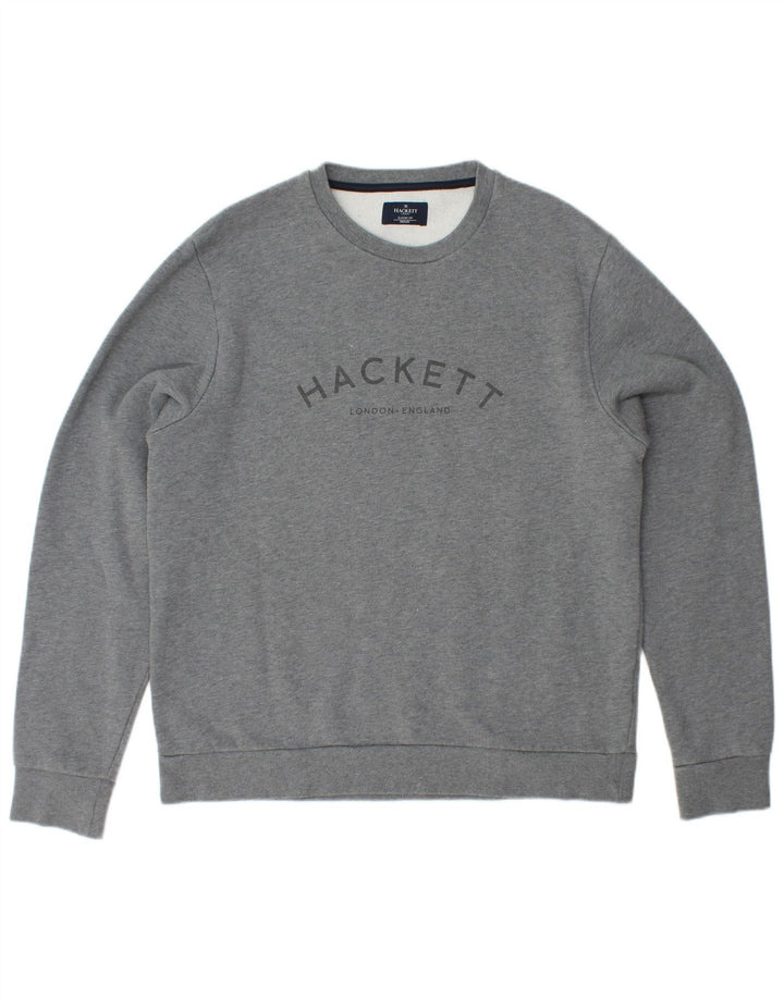 HACKETT Herren-Sweatshirt mit klassischer Passform und Grafik, mittelgraue Baumwolle