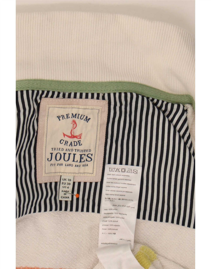 Joules Damen-Sweatshirt mit Knopfkragen, Gr. 10, Größe S, weiß gestreift