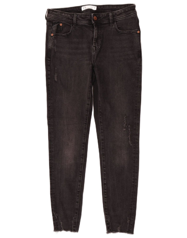 Zara Damen Distressed Skinny Jeans EU 38 Small W28 L27 Graue Baumwolle
