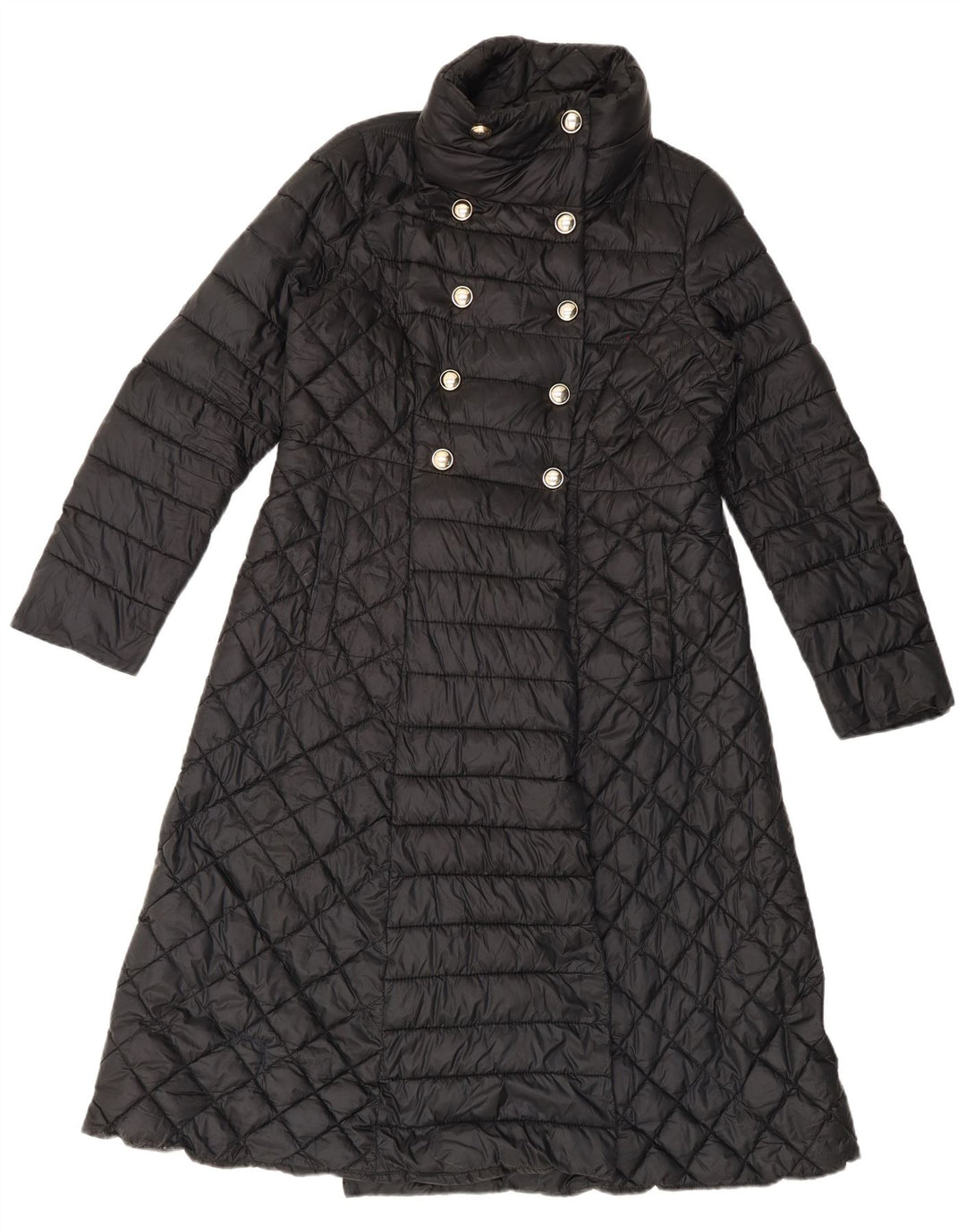 Intrend Damen Zweireihiger wattierter Mantel UK 16 Large Schwarz Polyester