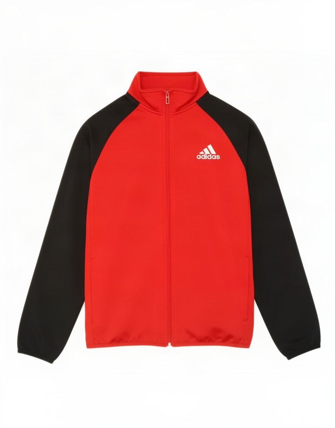 Adidas Jungen-Trainingsanzug-Top-Jacke, 13–14 Jahre, rotes Farbblock-Polyester