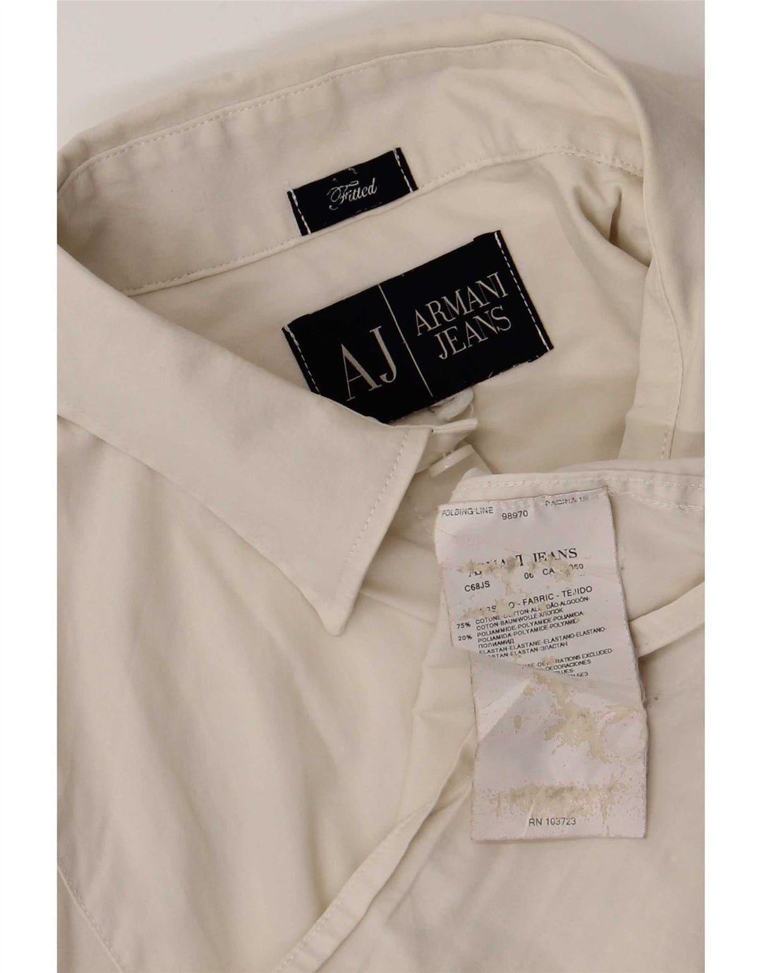 Armani Jeans Herren-Hemd, tailliert, groß, aus weißer Baumwolle