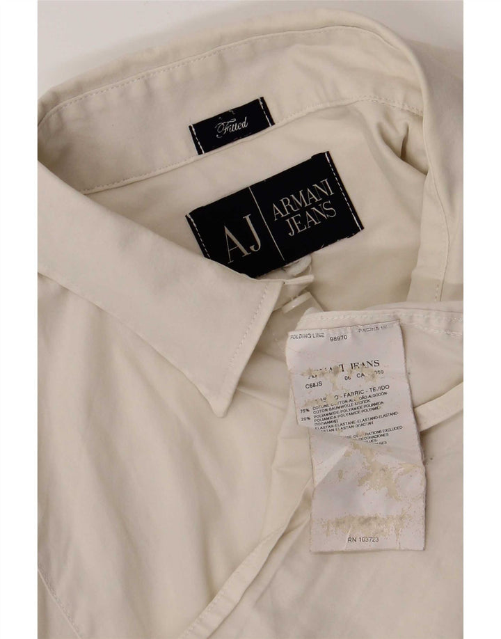 Armani Jeans Herren-Hemd, tailliert, groß, aus weißer Baumwolle