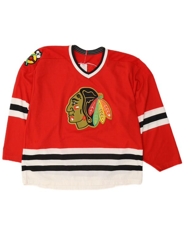 Vintage Herren Chicago Blackhawks CCM 1990-96 Hockey-Shirt, groß, rot, Sport