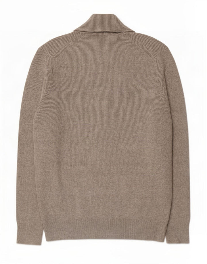 Marks & Spencer Herren-Strickjacke mit Schalkragen, mittelgraues Polyester