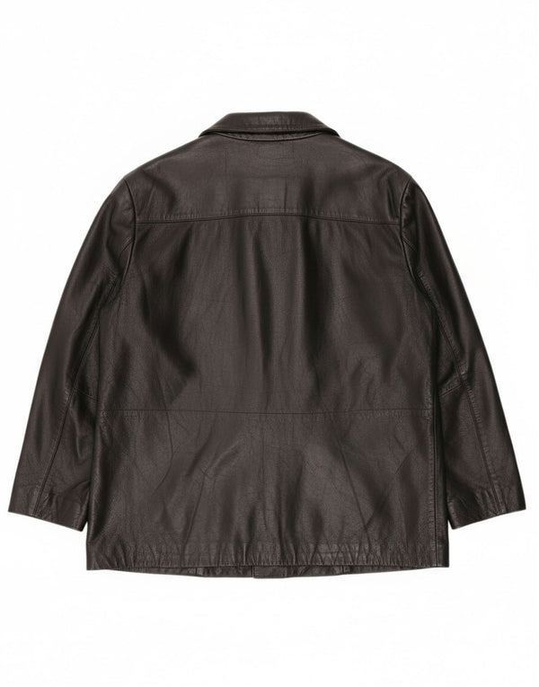 Vintage Damen Lederjacke EU 42 Groß Schwarz