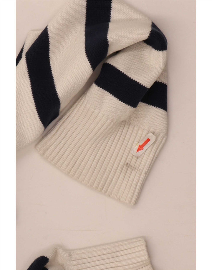 Tommy Hilfiger Herren-Pullover mit Knopfkragen, groß, weiß gestreift