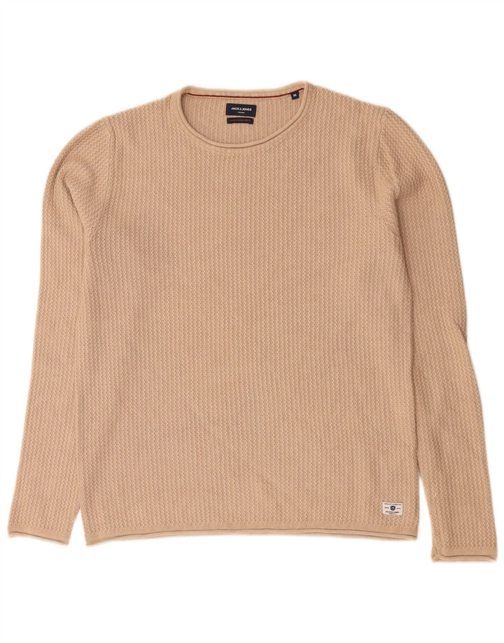 Jack & Jones Herren-Pullover mit Rundhalsausschnitt, mittelbeige Baumwolle
