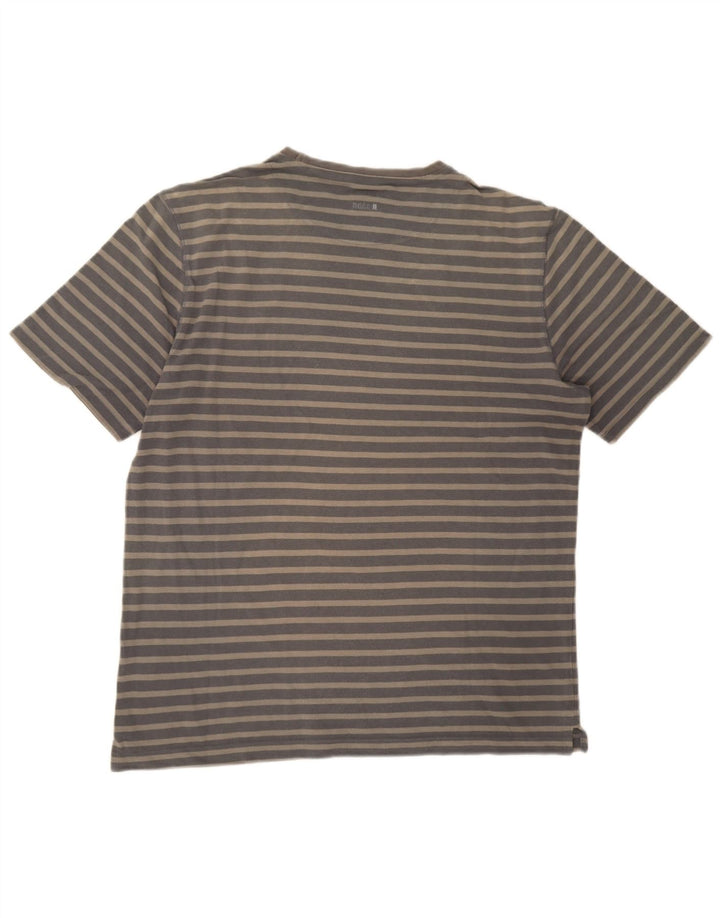 Hugo Boss Herren-T-Shirt-Oberteil aus mittelgrauer, gestreifter Baumwolle