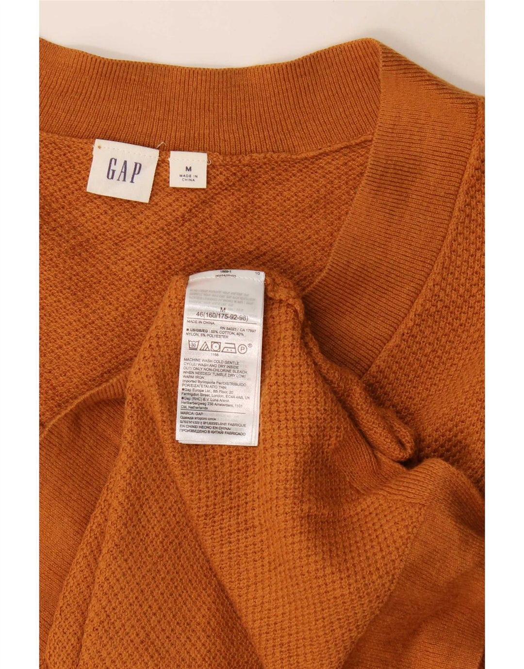 Gap Damen-Pullover mit V-Ausschnitt, UK 14, mittelbraune Baumwolle