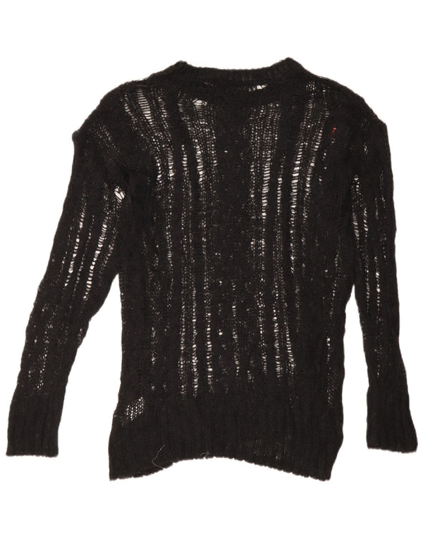 Zara Damen-Pullover, durchsichtig, übergroß, Rundhalsausschnitt, Gr. 6, XS, Schwarz