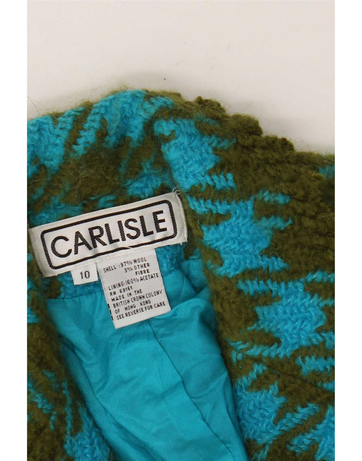 Carlisle Damen-Blazer mit 1 Knopf, UK 10, kleine blaue Hahnentritt-Wolle