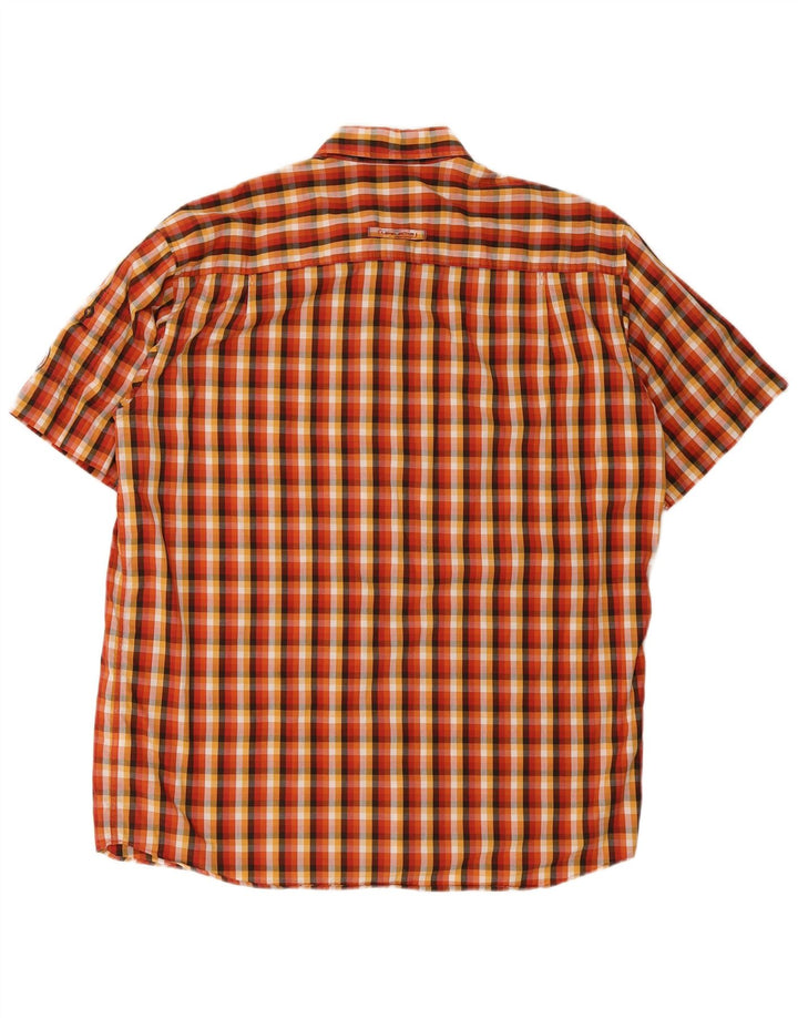 Camel Active Herren-Kurzarmhemd, groß, orange kariert