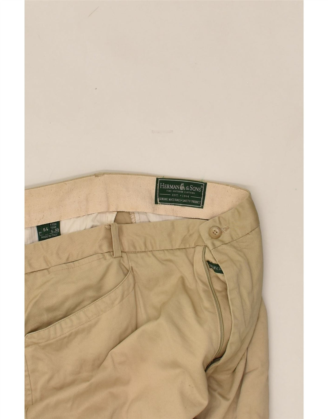 VINTAGE Mens Straight Casual Trousers W34 L28 Beige Cotton | Vintage Vintage | Thrift | Second-Hand Vintage | Used Clothing | Messina Hembry 
