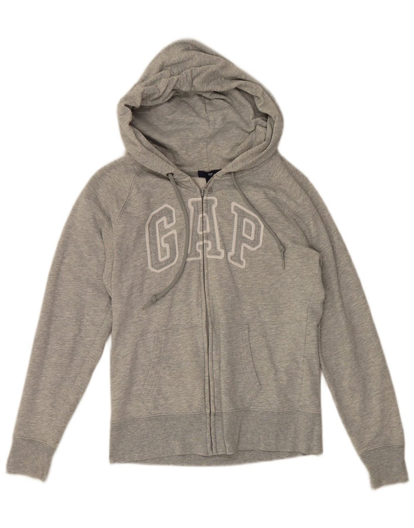 Gap Womens Graphic Zip Hoodie Sweater UK 8 Small Grau meliert