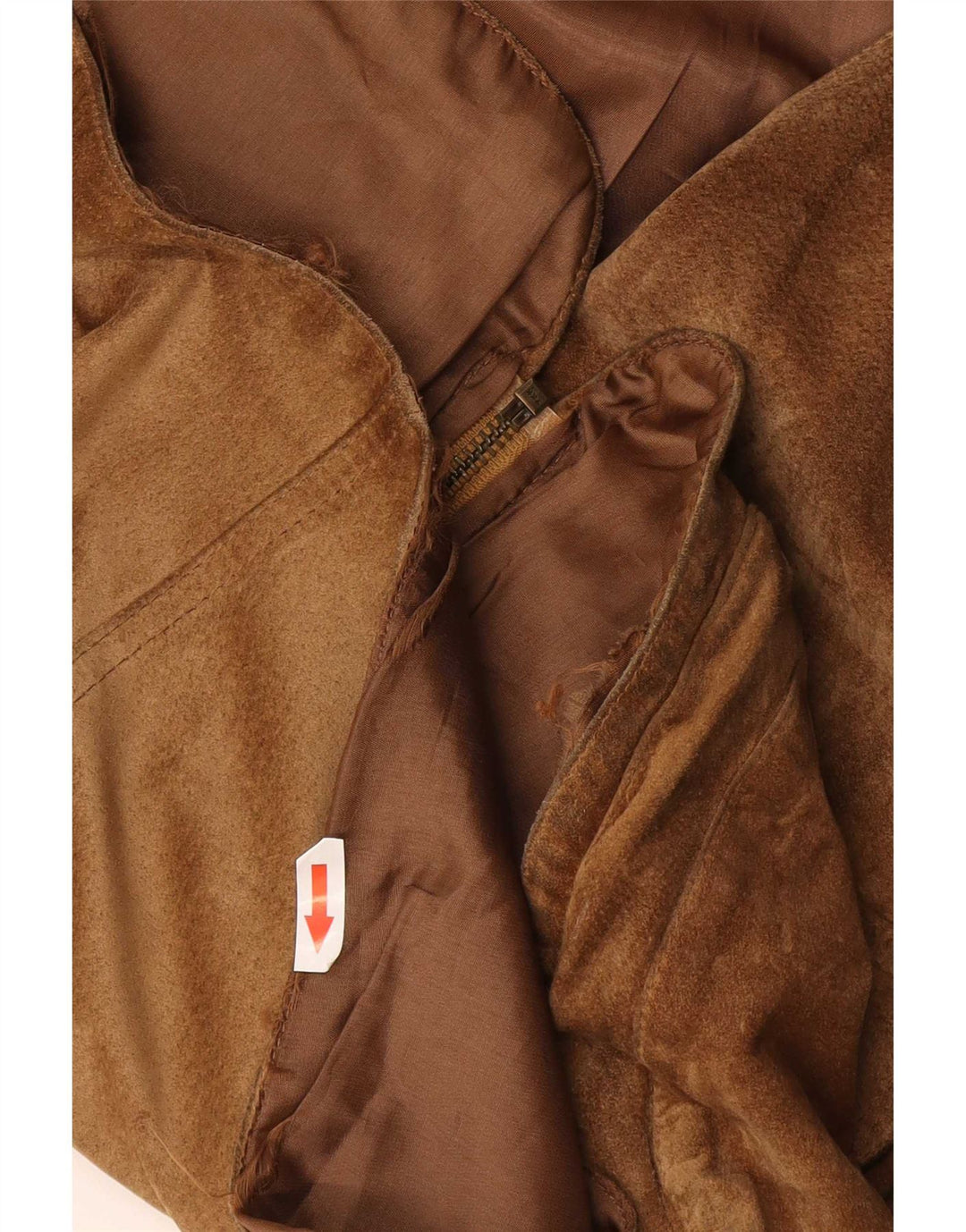 Vintage Herren Wildleder Utility Gilet UK 38 Mittelbraunes Leder