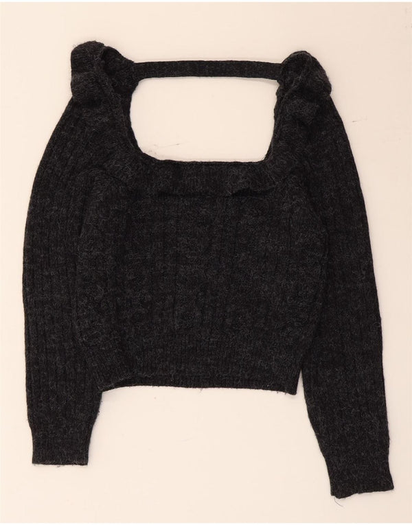 Topshop Damen-Pullover mit U-Boot-Ausschnitt, Gr. 10, Small, Grau, Acryl