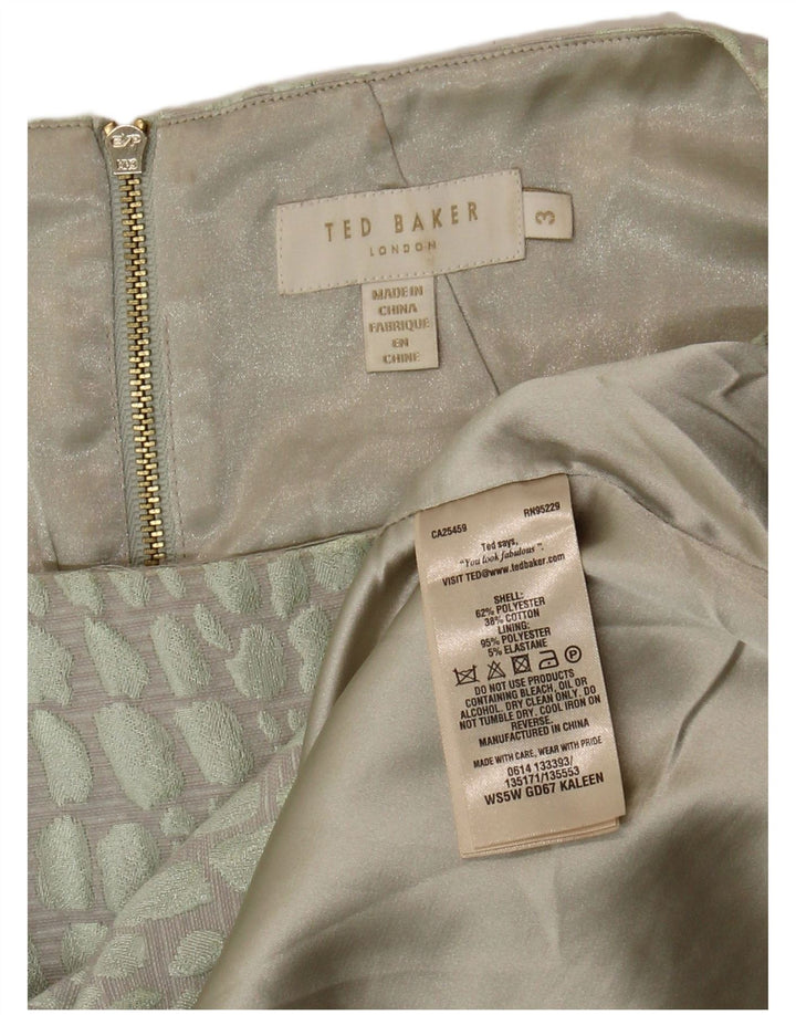 Ärmelloses A-Linien-Kleid für Damen von Ted Baker, Größe 3, mittelgrün, mit Tiermuster