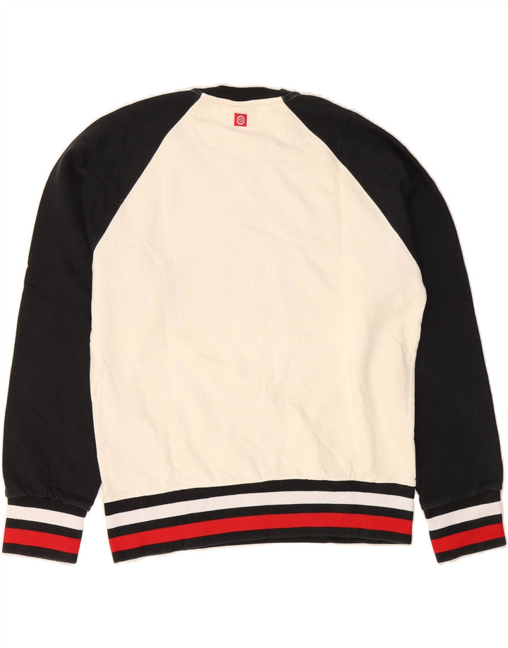 LOTTO Mens Graphic Sweatshirt Jumper Medium White Colourblock Cotton Vintage Lotto and Second-Hand Lotto from Messina Hembry 