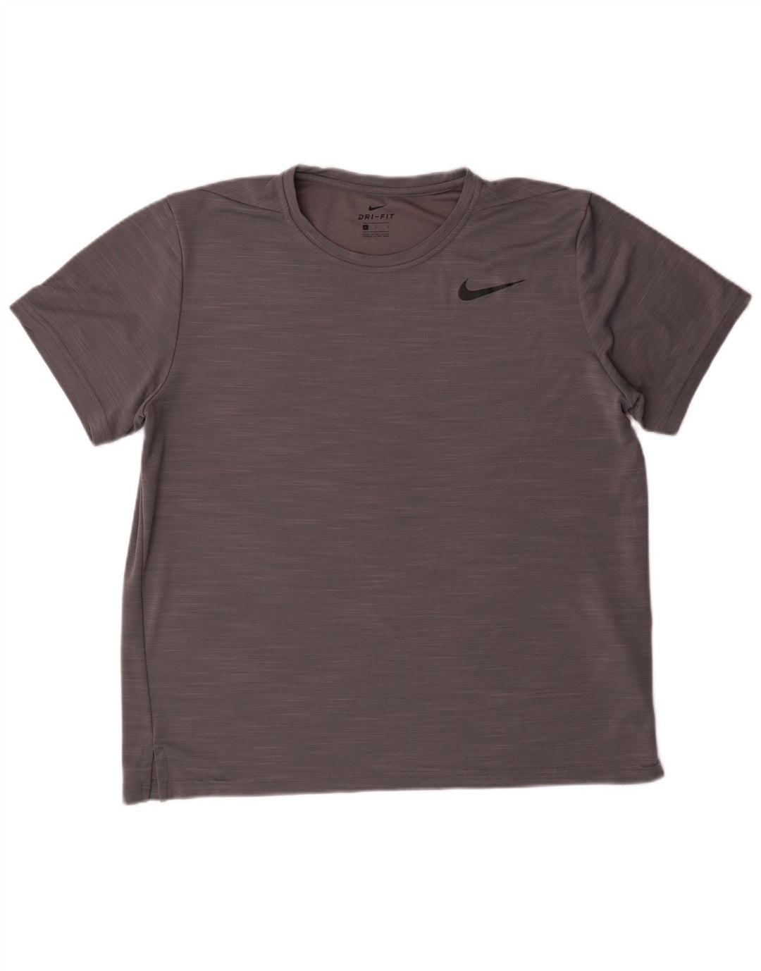 NIKE Damen Dri Fit T-Shirt Top UK 16 Large Grau geflecktes Polyester