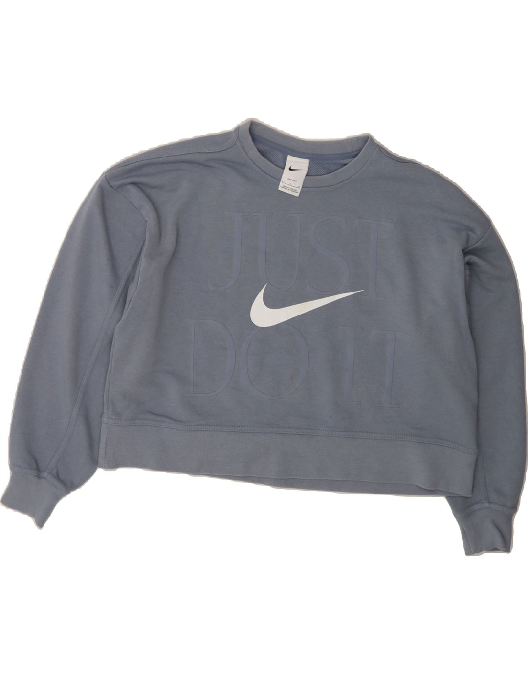 NIKE Womens Dri Fit Oversized Graphic Sweatshirt Jumper UK 10 Small Blue Vintage Nike and Second-Hand Nike from Messina Hembry 