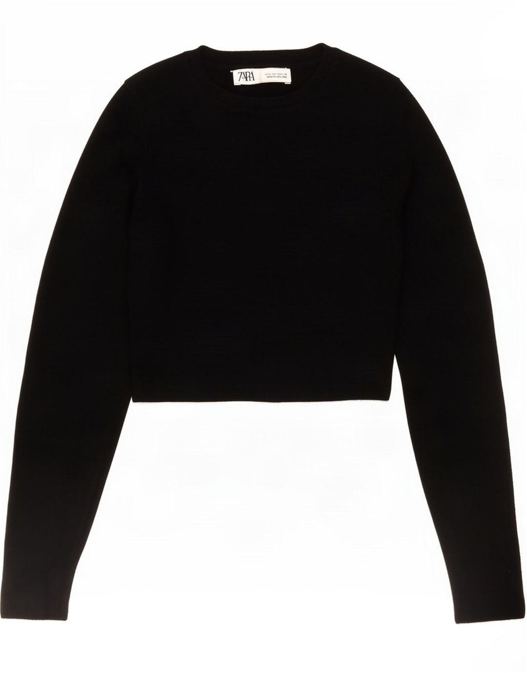 Zara Damen Crop Top Langarm UK 12 Medium Schwarz Viskose