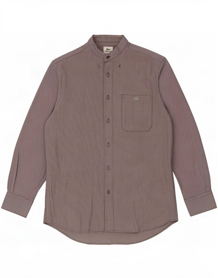Lacoste Herrenhemd Größe 40 Mittelschwarze geometrische Baumwolle