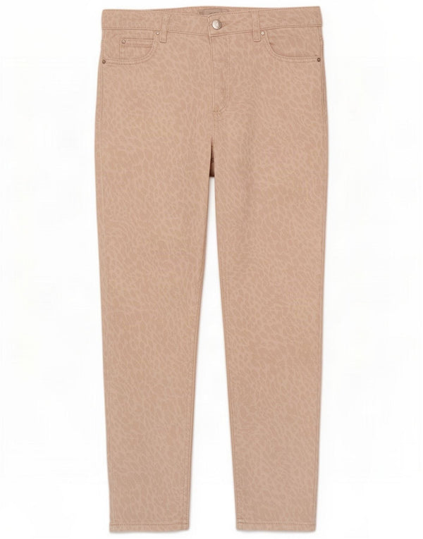 Hobbs Damen Straight Jeans UK 14 Large W32 L26 Beige Animal Print Baumwolle